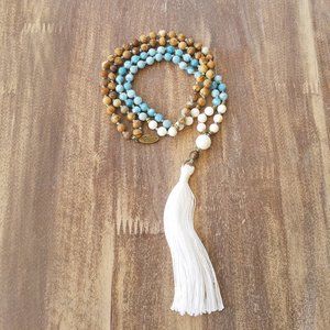NWT ~ Hand Knotted Mala/Larimar/White Howlite/Picture Jasper - Journey